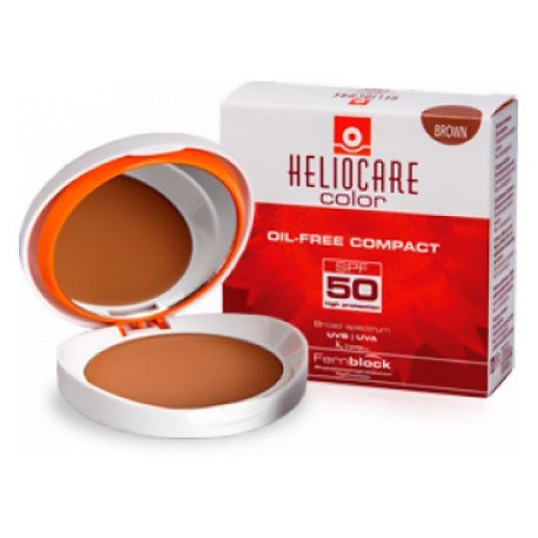 Phấn nền chống nắng màu nâu Heliocare Oil-Free Compact Brown SPF 50