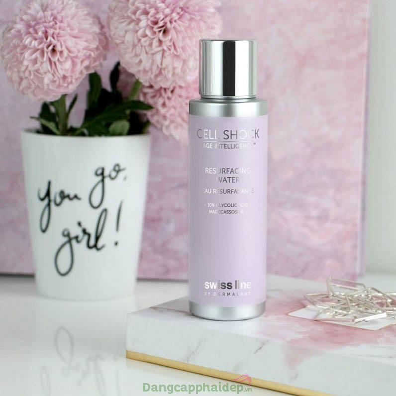 Thay mới bề mặt da chỉ trong 1 bước dùng Swissline Cell Shock Age Intelligence Resurfacing Water