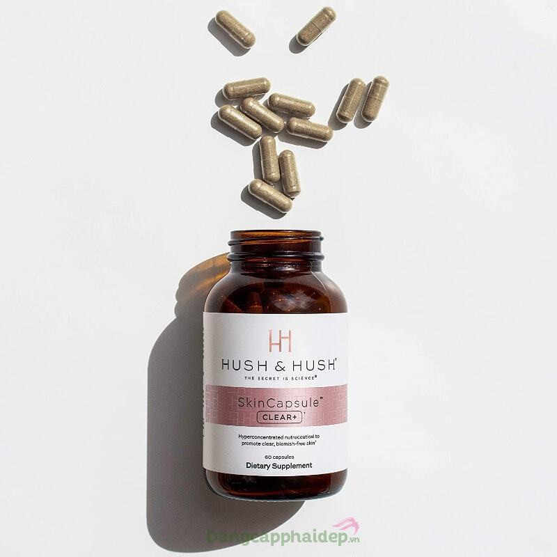 Viên uống Hush & Hush Skincapsule Clear+ giúp hỗ trợ trị mụn giảm thâm hiệu quả.