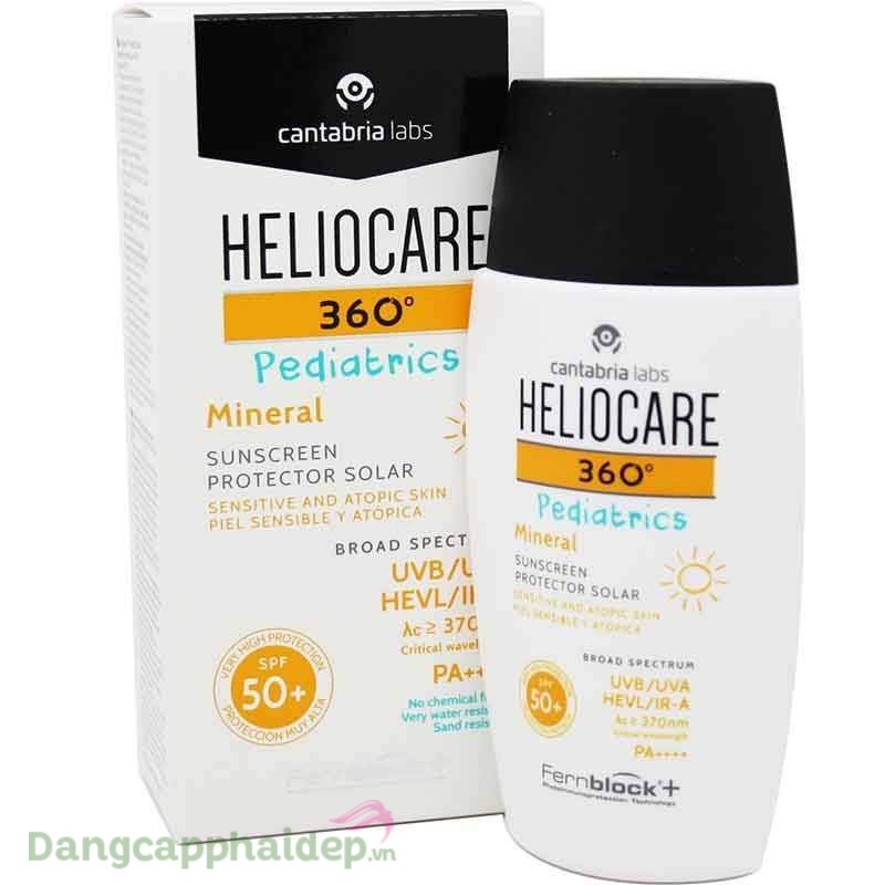 Heliocare 360 Pediatrics Mineral SPF 50 50ml - Gel chống nắng phổ rộng dành cho trẻ em, da nhạy cảm, dị ứng